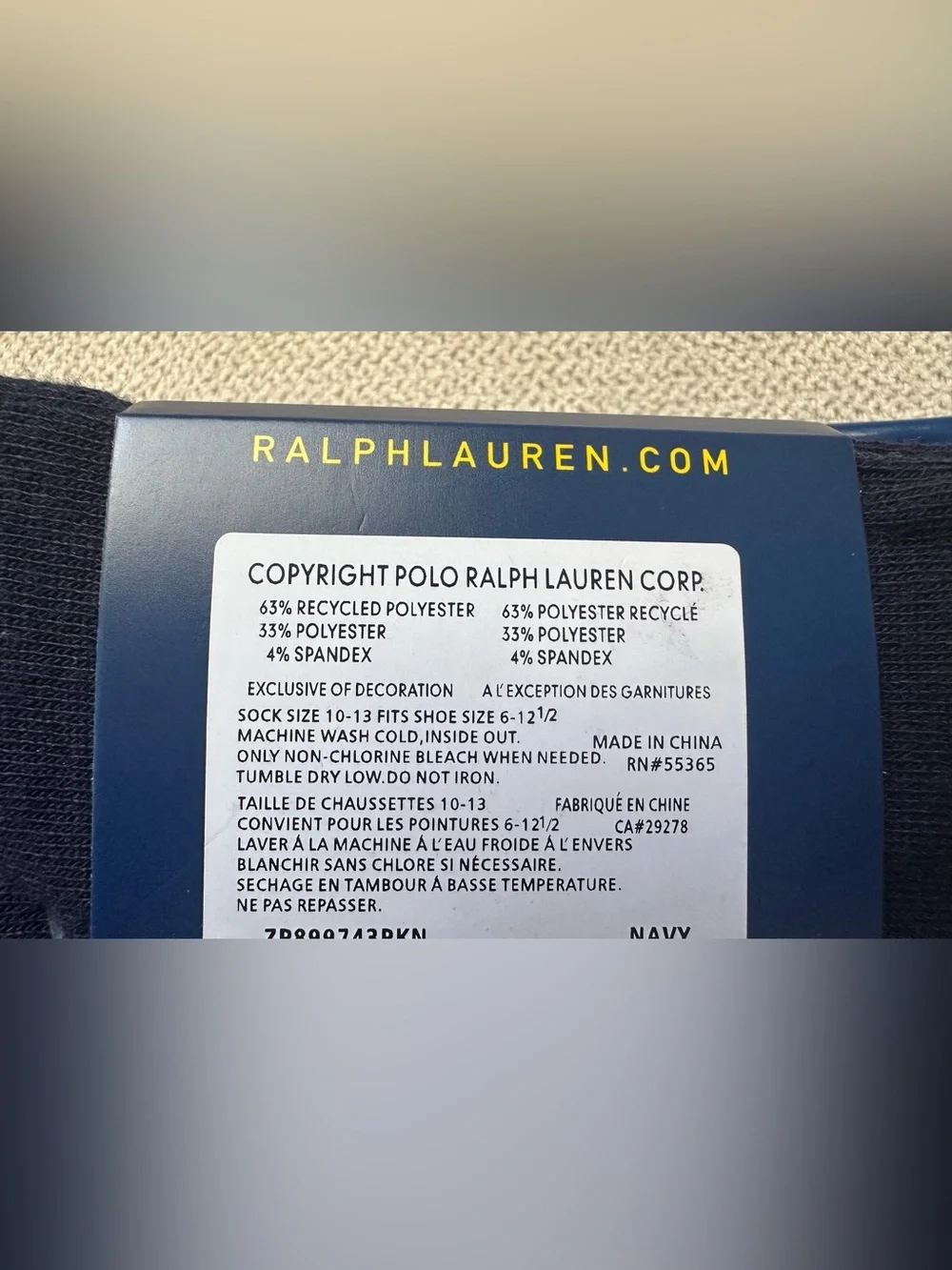 Men’s POLO Ralph Lauren Socks – 9 pairs NEW